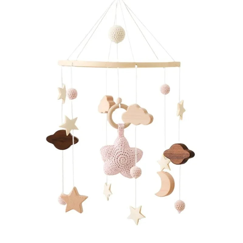 Baby Rattle Toy Bed Bell Bracket Wooden Mobile 0-12 Months Newborn Crochet Bed Bell Hanging Toys Holder Bracket Infant Crib Gift Purest Peak